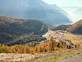 Deployment between Berninapass and Poschiavo view down from Alp Grüm to Poschiavo valley