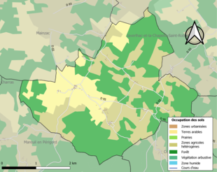 Kolorowa mapa przedstawiająca użytkowanie gruntów.