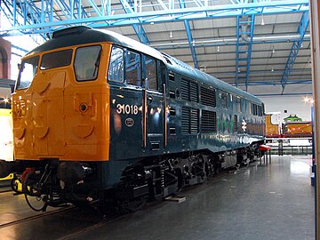 Class 31 No. 31018 on display in the Great Hall (2006)