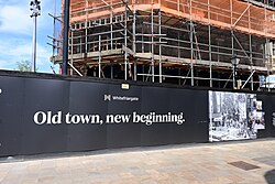 Hoardings advertising the renovation of 34-35 Whitefriargate in Kingston upon Hull.