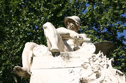 Leonidas I as depicted at the top of the monument to Felice Cavallotti in Milan, created by  Ernesto Bazzaro in 1906.