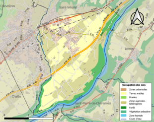 Barevná mapa znázorňující využití půdy.