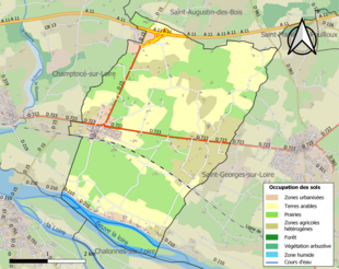 Barevná mapa znázorňující využití půdy.