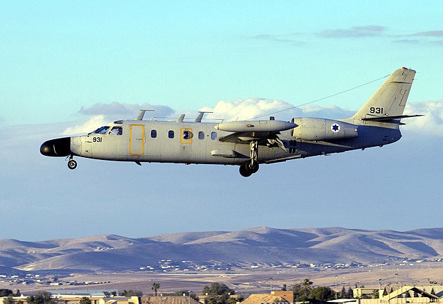 The 1124 Westwind is powered by two larger Garrett TFE731 turbofans, the Sea Scan maritime patrol aircraft of the Israeli Air Force has a nose radome 