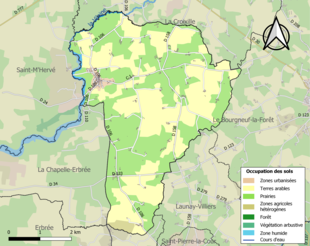 Barevná mapa znázorňující využití půdy.