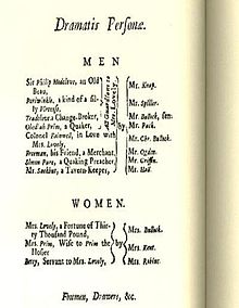 Cast list from first printing, 1718 A Bold Stroke for a Wife castlist.jpg