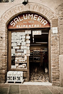 A salumeria in San Gimignano, Italy, established in 1855