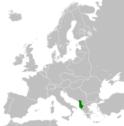 Kerajaan Albania (warna hijau) pada tahun 1935.