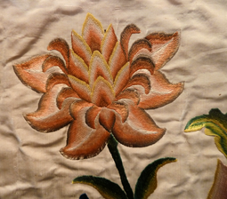 Satin stitch in silk. Detail of an altar frontal, France or Italy, 1730-40, Los Angeles County Museum of Art, M.2009.76. Altar frontal with silk and metallic-thread embroidery 1730-1740 detail 3.png