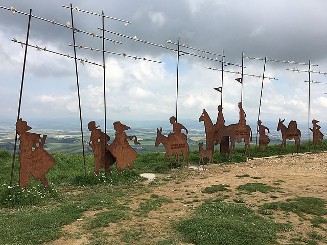 Alto del Perdon,pilgrimsmonument, Spanien.