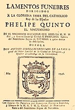 Exequias de Felipe V editadas por el ayuntamiento de Pamplona (1746)