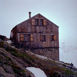 The old wooden hut in front of the Glacier du Tour (2011)