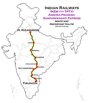 Andhra Pradesh Samparkkranti Express (NZM - TPTY) yo'nalishi map.jpg