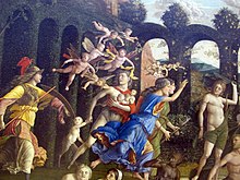 Tableau de Mantegna qui représente Minerve chassant les vices personnifiés du jardin de la vertu.