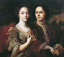 Andrei Matveev - Selfportrait with wife (1729)