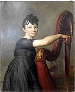 Portrait de Mademoiselle Larmoyer en harpiste
