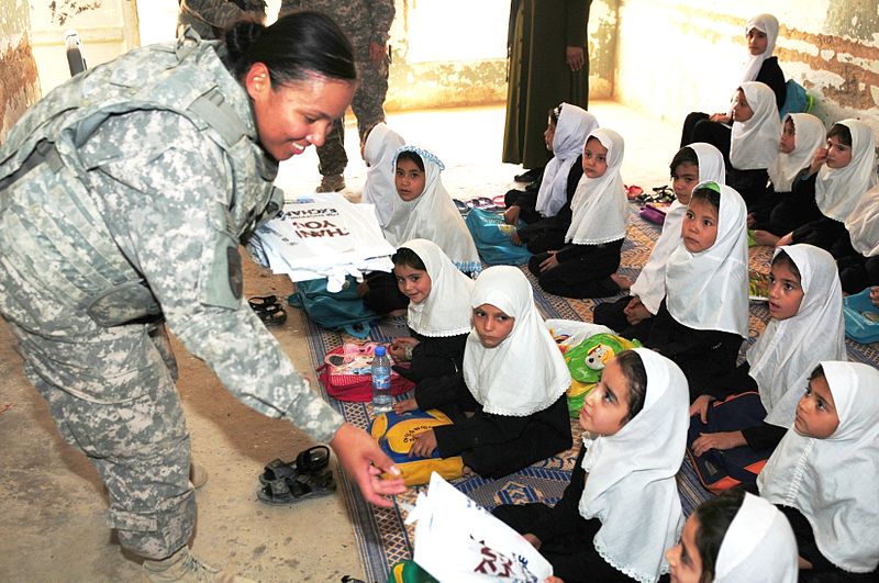 File:Army Sgt. Grace Altaya distributes school supplies to Baktash Secondary School (6216596577).jpg