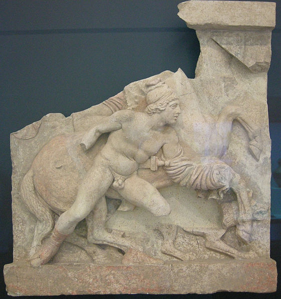File:Arte greca del sud italia, da taras, rilievo funerario con cacciatore, 290-250.JPG