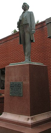 Statue of David Rice Atchison in front of the Clinton County Courthouse, Plattsburg, Missouri Atchison-statue.jpg