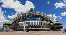 ANZ Stadium (now Accor Stadium), the temporary home of the Western Sydney Wanderers, holds the highest attendance at Australian club soccer match. Australia Stadium.jpg