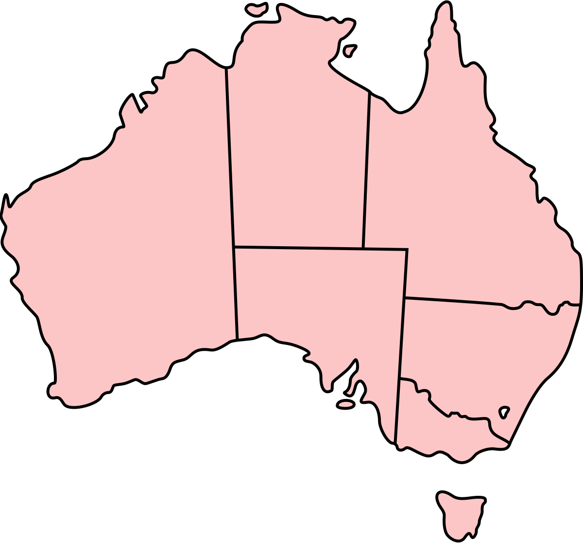 Карта австралии распечатать. Контур материка Австралия. Контурная карта Австралии со Штатами. Политическая контурная карта Австралии. Материк Австралия контурная карта.