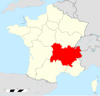 Auvergne - Rhone - Alpes no mapa