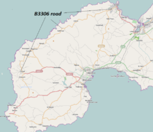 Map of B3306 road in southwestern Cornwall B3306 road.png