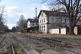 Station building, track side