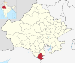 Location of Banswara district in Rajasthan