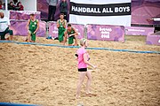 Deutsch: Beachhandball bei den Olympischen Jugendspielen 2018; Tag 6, 12. Oktober 2018; Jungen, Platzierungssspiel Ränge 5-6 – Thailand-Ungarn 0:2 English: Beach handball at the 2018 Summer Youth Olympics at 12 October 2018 – Boy's Placement Match 5-6 – Thailan-Hungary 0:2