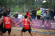 Deutsch: Beachhandball bei den Olympischen Jugendspielen 2018; Tag 6, 12. Oktober 2018; Jungen, Platzierungssspiel Ränge 9-10 – Chinese Taipei (Taiwan)-Uruguay 2:1 English: Beach handball at the 2018 Summer Youth Olympics at 12 October 2018 – Boy's Placement Match 9-10 – Chinese Taipei (Taiwan)-Uruguay 2:1