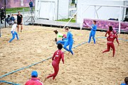 Deutsch: Beachhandball bei den Olympischen Jugendspielen 2018; Tag 6, 12. Oktober 2018; Mädchen, Platzierungsrundenspiel – Russland-Venezuela 2:0 English: Beach handball at the 2018 Summer Youth Olympics at 12 October 2018 – Girl's Consolation Round – Russland-Venezuela 2:0