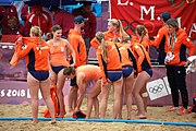 Deutsch: Beachhandball bei den Olympischen Jugendspielen 2018; Tag 5, 10. November 2018; Mädchen, Hauptrunde - Chinese Taipei (Taiwan)-Niederlande 1:2 English: Beach handball at the 2018 Summer Youth Olympics at 11 October 2018 – Girls Main Round – Chinese Taipei (Taiwan)-Netherlands 1:2