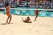 Deutsch: Beachvolleyball bei den Olympischen Jugendspielen 2018; Tag 11, 17. Oktober 2018; Mädchen, Finale – Italien (Claudia Scampoli & Nicol Bertozzi)- Russland (Maria Woronina & Maria Botscharow) 0:2 (19–21/19–21) English: Beach volleyball at the 2018 Summer Youth Olympics at 17 October 2018 – Girls Final – Italy (Claudia Scampoli & Nicol Bertozzi) - Russia (Maria Voronina & Maria Bocharova) 0:2 (19–21/19–21)