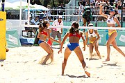 Deutsch: Beachvolleyball bei den Olympischen Jugendspielen 2018; Tag 9, 15. Oktober 2018; Mädchen, Viertelfinale: Puerto Rico-Russland 0–2 (12–21/10–21) English: Beach volleyball at the 2018 Summer Youth Olympics at 15 October 2018 – Girls Quarterfinals: Puerto Rico-Russia 0–2 (12–21/10–21)