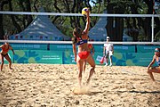 Deutsch: Beachvolleyball bei den Olympischen Jugendspielen 2018; Tag 8, 14. Oktober 2018; Mädchen, Achtelfinale – Bolivien-Puerto Rico 0:2 (18–21/18–21 ) English: Beach volleyball at the 2018 Summer Youth Olympics at 14 October 2018 – Girls Round of 16 – Bolivia-Puerto Rico 0:2 (18–21/18–21 )