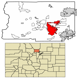 Boulder County Colorado Incorporated and Unincorporated areas Boulder Highlighted 0807850.svg