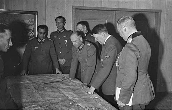 Adolf Hitler with Wilhelm Keitel, Friedrich Paulus, and Walther von Brauchitsch, October 1941