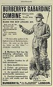 Anuncio de Burberry de traje impermeable de gabardina, 1908.