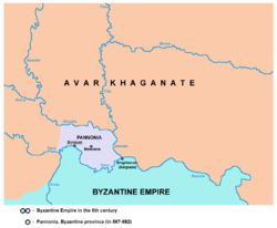 Map of the Byzantine Pannonia Byzantine pannonia en.png