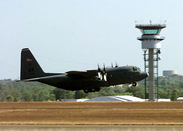 USAF C-130 taking off from Darwin for a mission to East Timor