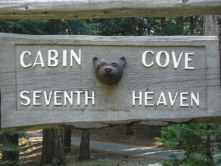 Entrance sign for Cabin Cove, on the Mineral King Road. Cabincove.jpg