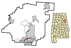 Location in Calhoun County and the state of آلاباما