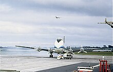 British United Air Ferries Carvair at Guernsey Airport in 1972 Carvair.jpg