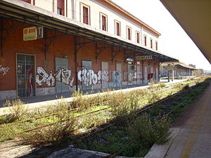 The abandoned station building in 2010.