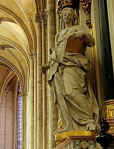 Chapelle Notre-Dame du Puy : statue de sainte Geneviève, œuvre de Charles Cressent.