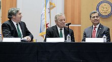 Cabonargi (left) in 2023 with Senator Dick Durbin (center) and HHS Secretary Xavier Becerra Community Roundtable on Gun Violence 1z1a0379 (Cabonargi, Durbin, Becerra).jpg