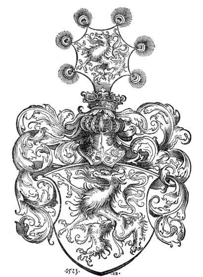 Fig. 333.—Arms of Styria. (Drawn by Hans Burgkmair, 1523.)