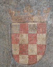 Älteste Darstellung des historischen kroatischen Wappenschilds aus dem Jahr 1495 (Deckenfresko, Innsbruck)