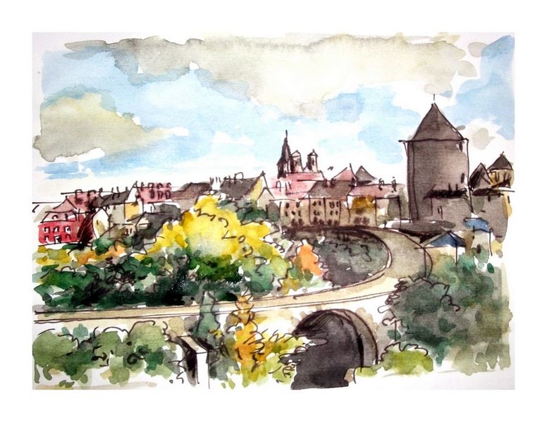 File:Croquis aquarellé- Semur en Auxois - France (8273221002).jpg